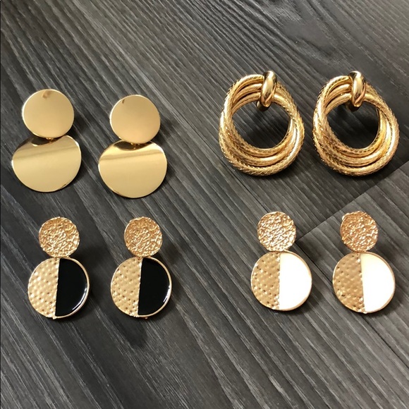 Set of new trendy gold earrings - Picture 4 of 11
